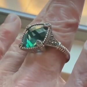 MARC by Swarovski Green Quartz Marcasite Ring 925 Sz 8